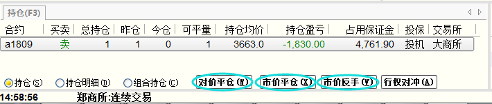 持仓栏快速下单选项