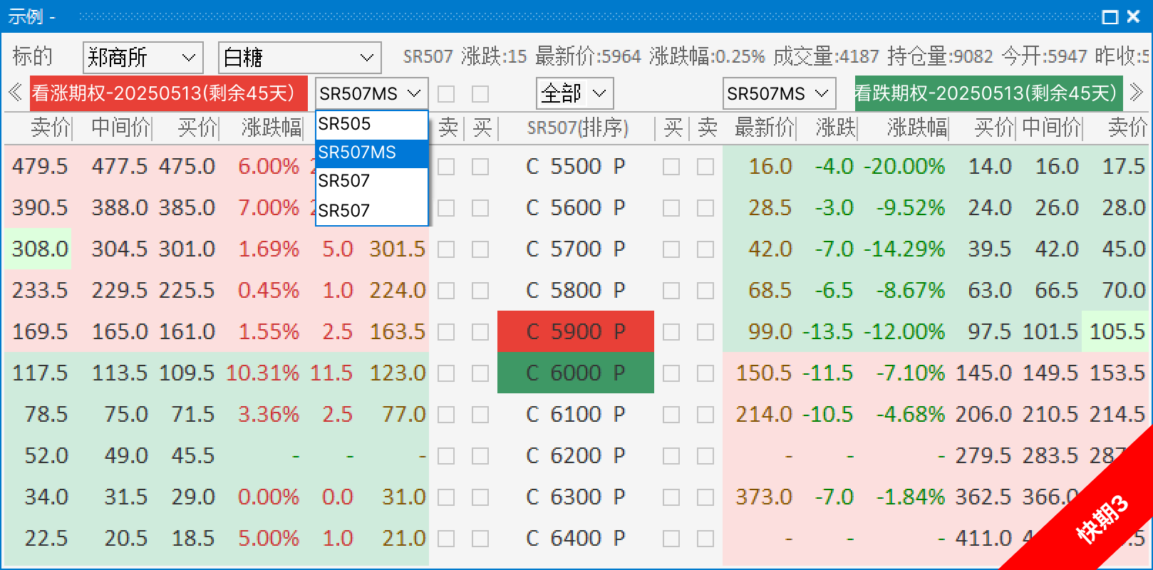快期3期权交易界面
