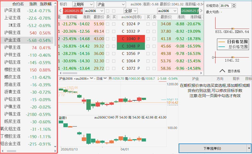 快期3期权页增加自选列表