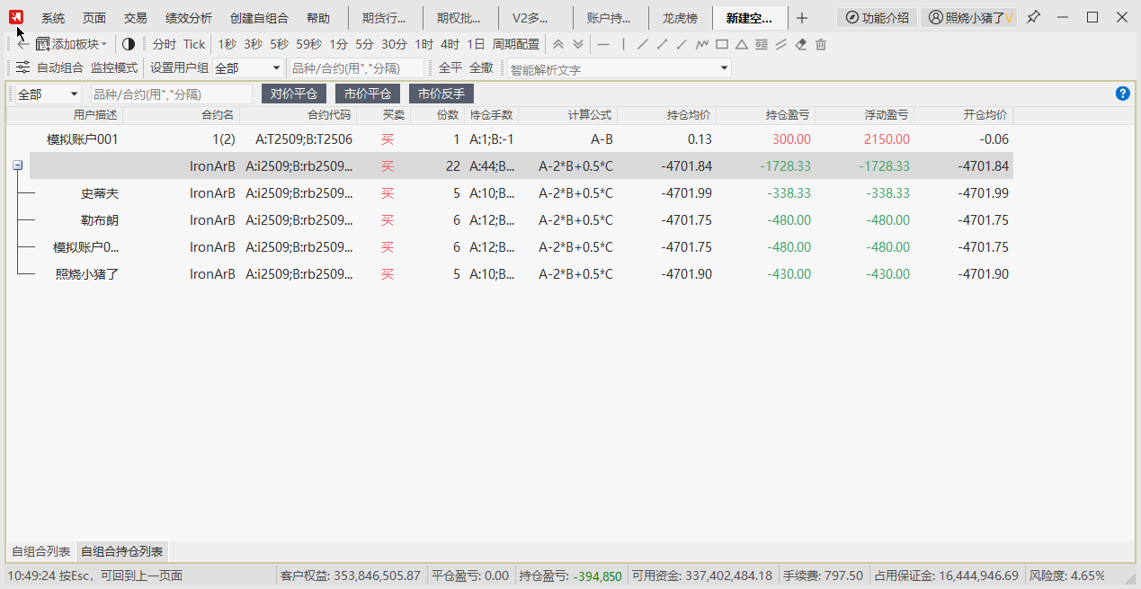 自组合持仓列表
